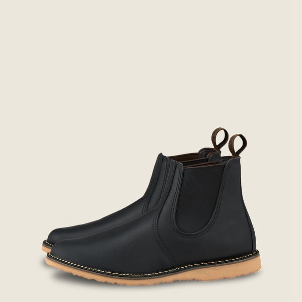 Red Wing Heritage Boots Black - Red Wing Mens Weekender Chelsea - 6-inch Harness Leather - OGYPX-217